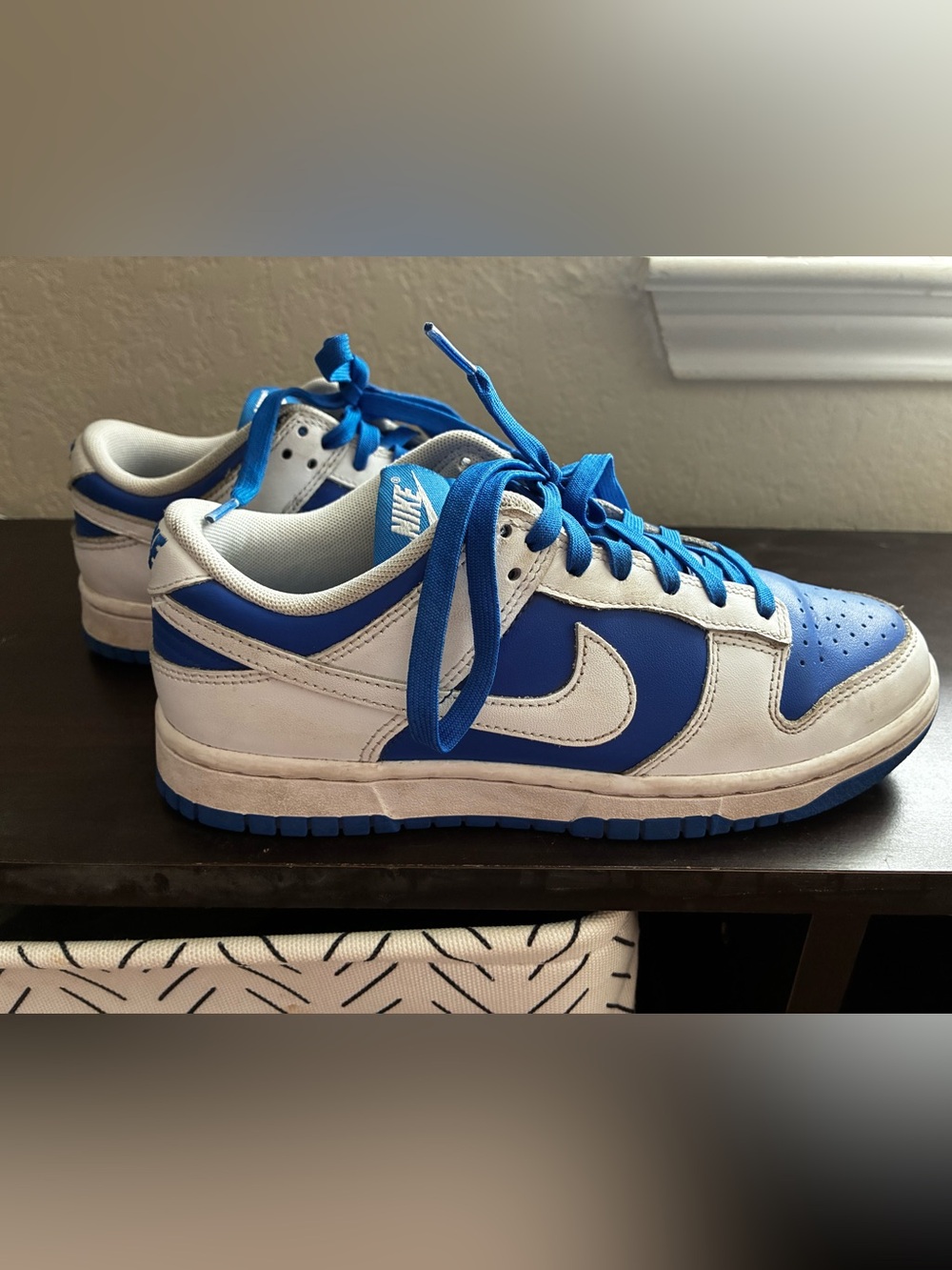 Nike Dunk Low-Top Sneakers in Blue and White